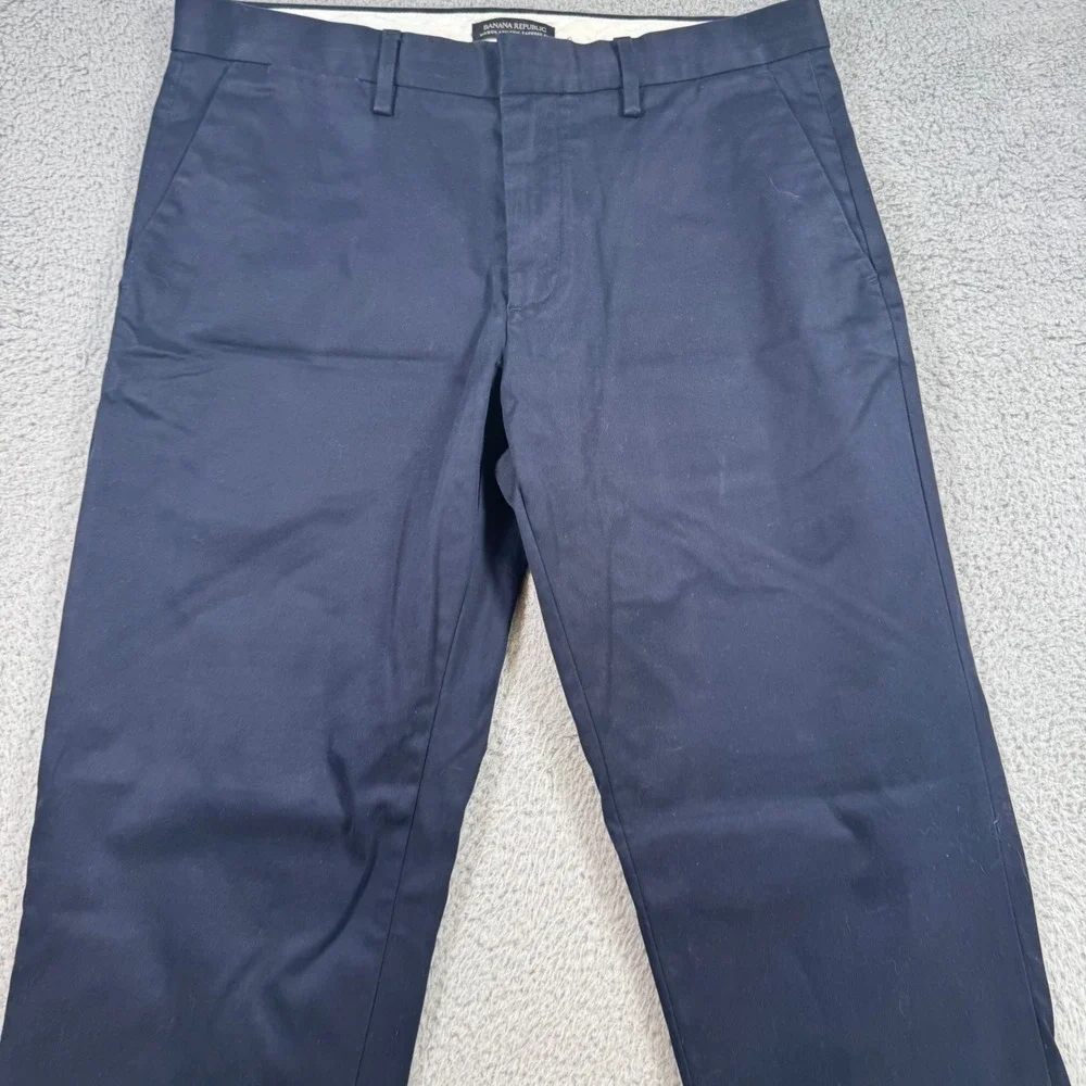 Banana Republic Mason Athletic Tapered Fit Chino Pants Navy Blue Mens 32x33